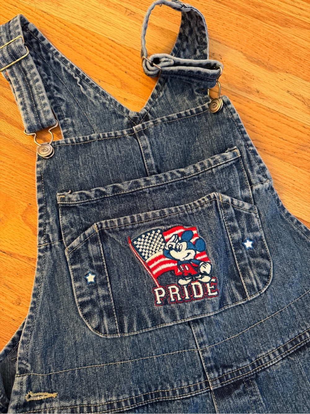 Vintage 90s Disney Mickey Mouse Americana US Flag Pride shortalls sz small